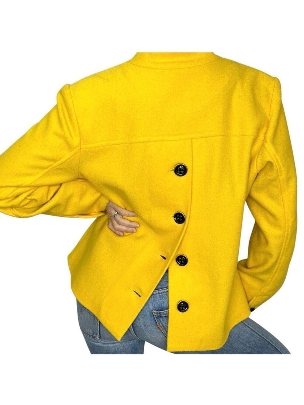 Spanner button back wool blend double breasted pea coat 12